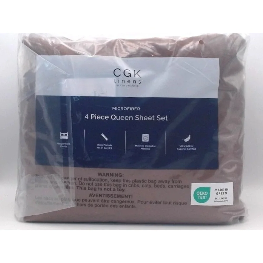 CGK Linens - Queen 4 Piece Sheet Set, Brown, BRAND NEW IN PACKAGE